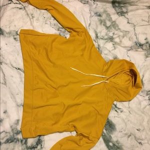 LONG SLEEVE YELLOW HOODED CROP TOP HOODIE